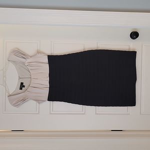 Sexy Satin/Spandex Silver & Black Cocktail Dress, Size 8.